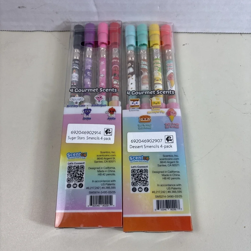 Scentco Smencils Scented Pencils Sugar Stars Dessert HB #2 Graphite 2-Pack of 4